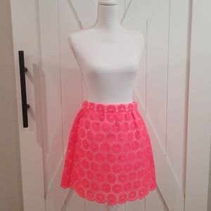 Lilly Pulitzer Hot Pink Flower Embroidered Skirt